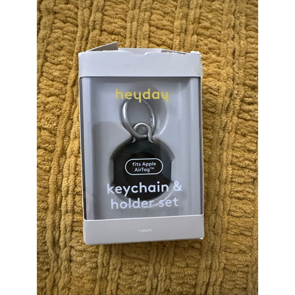 Heyday Keychain & Holder Set Unisex OS Black Excellent Fits Apple AirTag Case